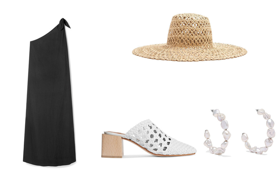 Elbise: Mara Hoffman, Ayakkabı: LOQ, Şapka: Lola Hats, Küpe: Meadowlark