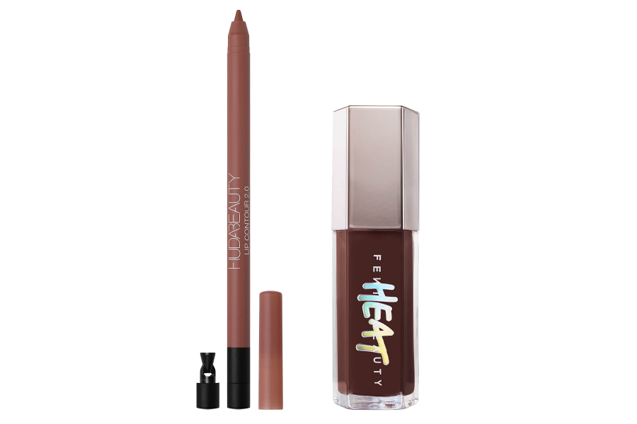 Huda Beauty Lip Contour 2.0 - Warm Brown, Fenty Beauty Gloss Bomb Heat - Hot Chocolit